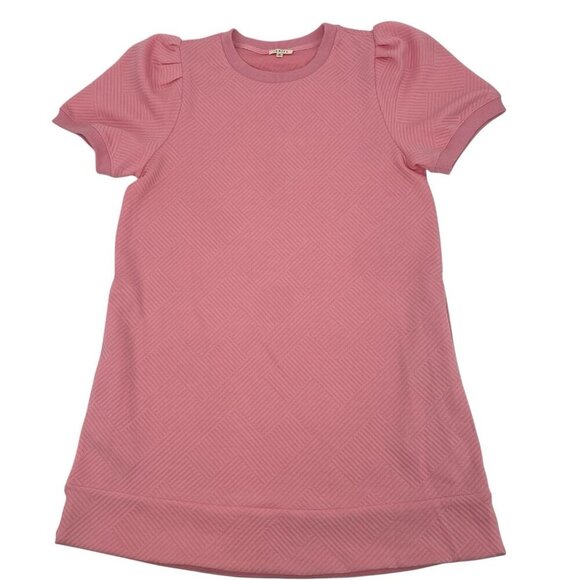 Jodifl Women’s Size M Pink Textured Dress Pockets Short Sleeve Preppy - Picture 3 of 11